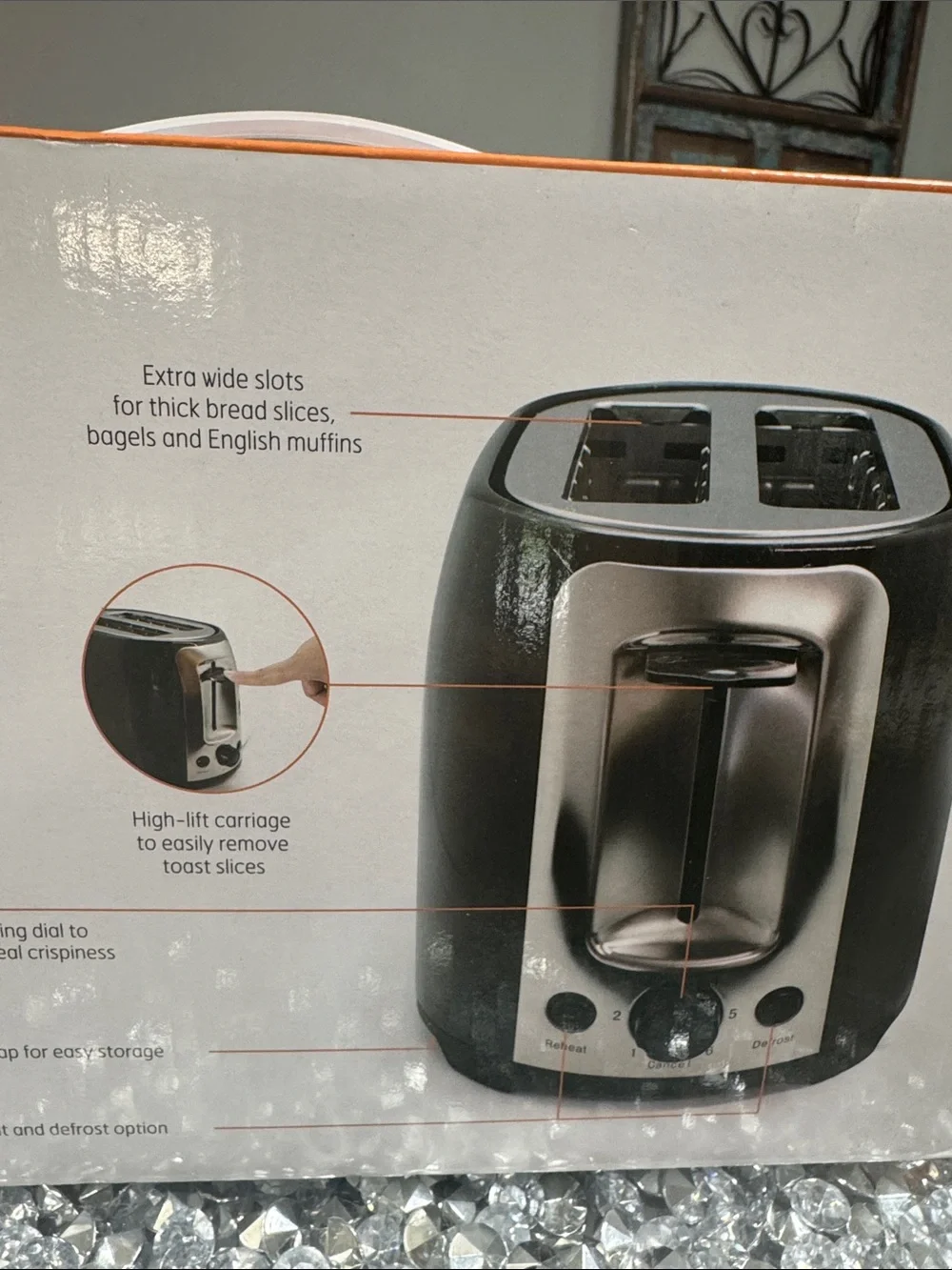 Parini 2-Slice Bread Toaster in Black NEW